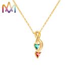 Engravable Stainless Steel Necklace With Birthstone Inlayed Pendant
