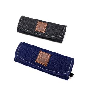 China Custom Denim Fabric Surface handmade Flip Cover Hard Glasses Case factory