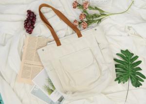 China College Wind Canvas Tote Bags , Cotton Thick Canvas Bag 19*19cm Outside Pocket factory