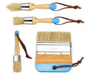 China 1.5in Chalk And Wax Paint Brushes Set 3pcs Wooden Handle DIY Painting factory