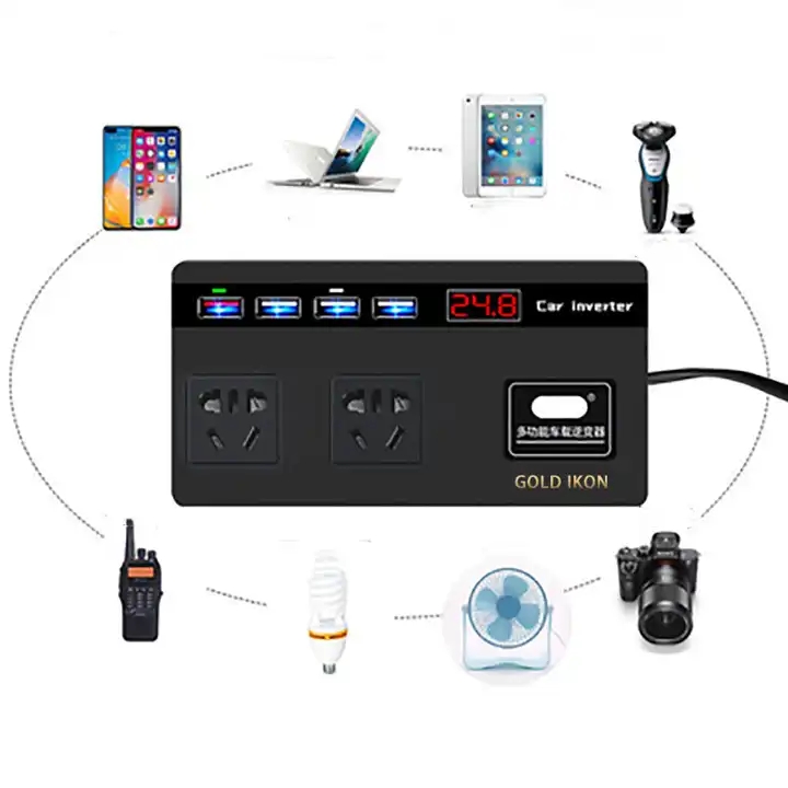 Customizable Color Car Power Inverter 150W Dc 12V/24V To Ac 220V Power Wireless For Phone Car Magnetic Wireless Charger