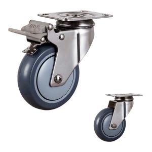 China 5 Inch Gray PU Stainless Steel Casters Swivel Total Brake factory