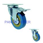Blue PVC 3 Inch Swivel Casters Trolley Wheels With Dual Lock Brake