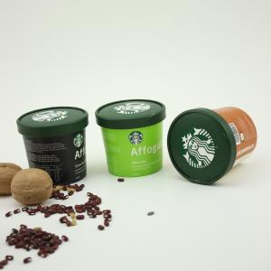 China PE Coated Ice Cream Paper Cup With Lid Plastic Spoon Double Wall Packaging factory