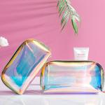 Wholesale Waterproof TPU Holographic Zipper Clear Cosmetic Bag