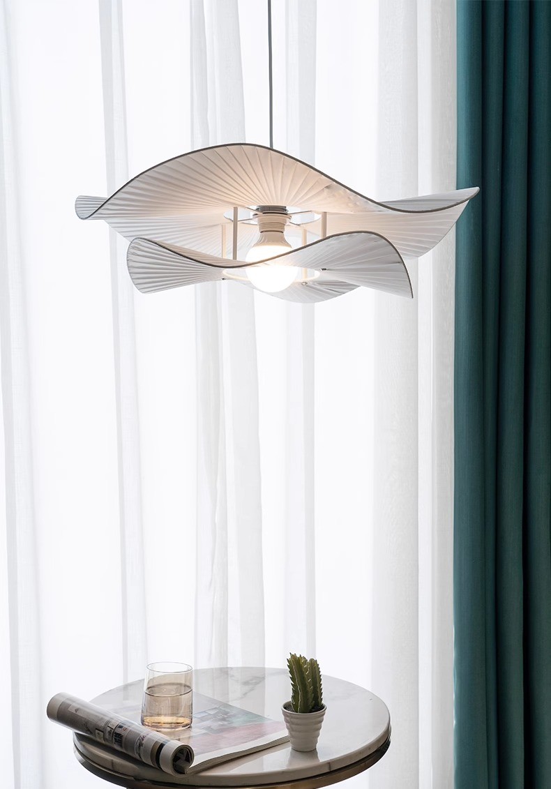 Nordic Cream Style Fabric Led Pendant Lights For Living Room Bedroom Bar Flower Pendant Lamp(WH-AP-590)