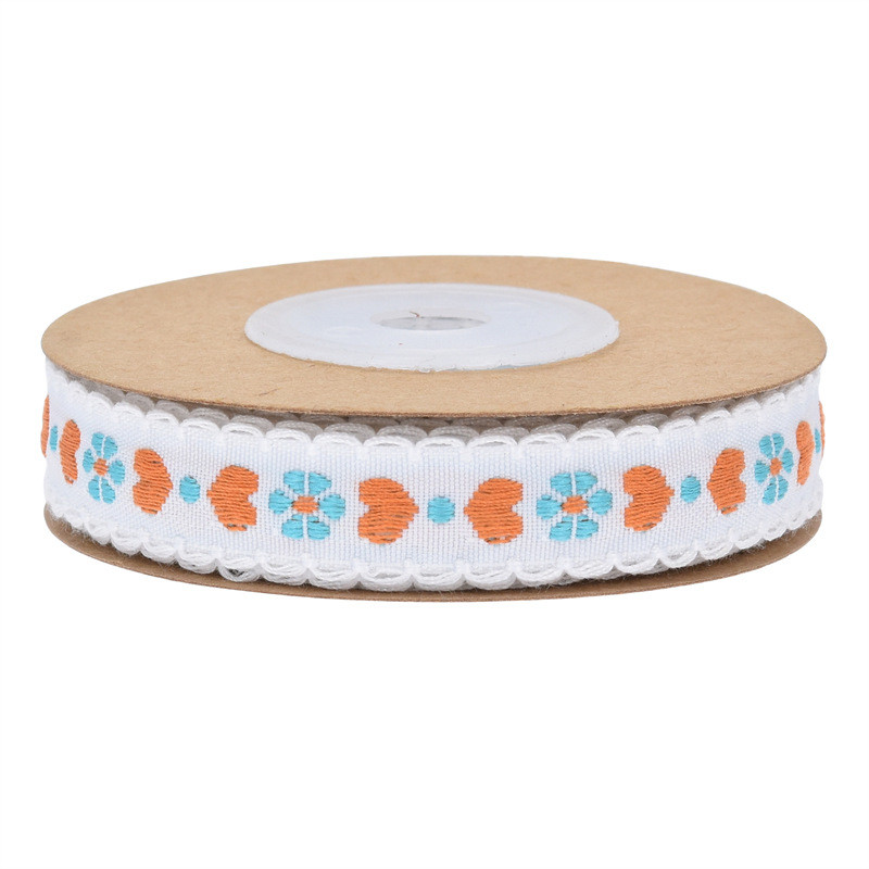 Jacquard 12mm Floral Wired Ribbon ISO14001 Vintage Floral Ribbon