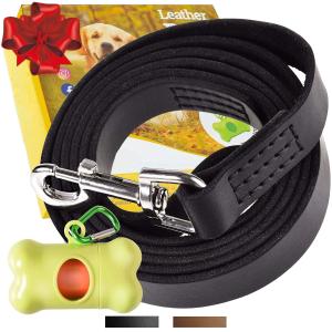 China Superior Heavy Duty Leather Dog Leash , Dog Training Walking Lead 6 Feet Long factory