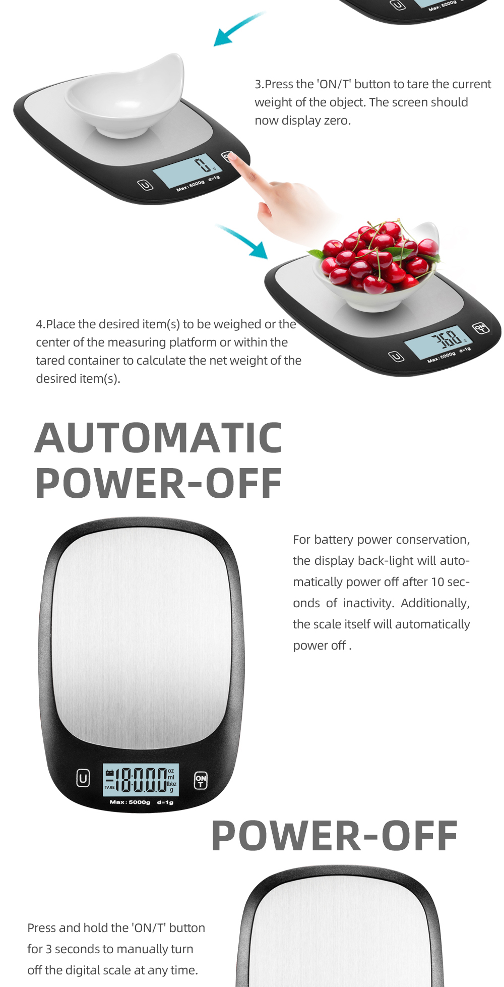 5KG Maximum Weight Recommendation Nutritional Scale Accurate Kitchen Scales Waterproof Digital Kitchen Weighing Scale