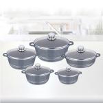 Home Kitchen Aluminum Cookware Set 10 Pieces With Tempered Glass Lid
