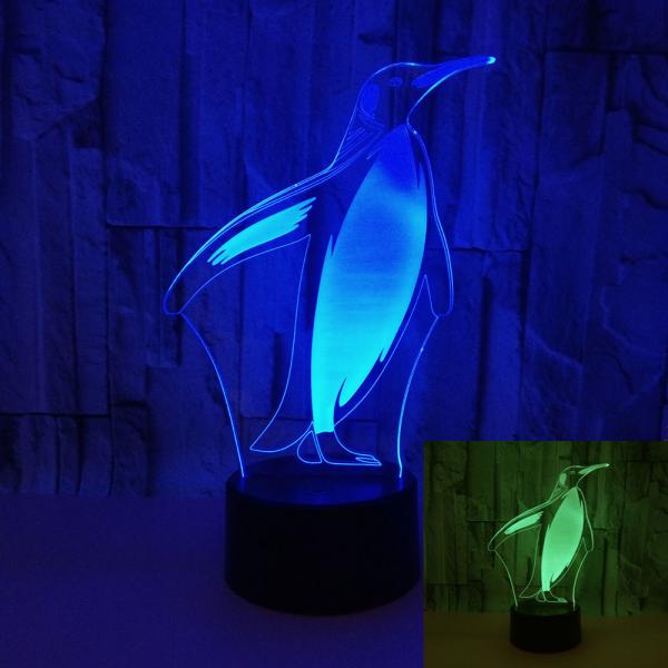 OEM animal picture logo Penguin 3D LED night light Colorful touch remote gift 3D