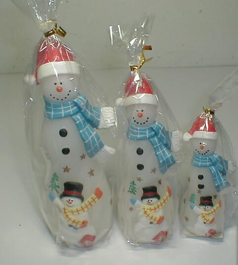 Xmas paraffin material snowman candle handmade drawing with 3 different sizes