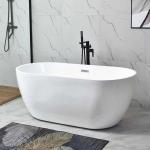 OEM Center Drain Oval Acrylic Freestanding Bathtub For Small Bathrooms