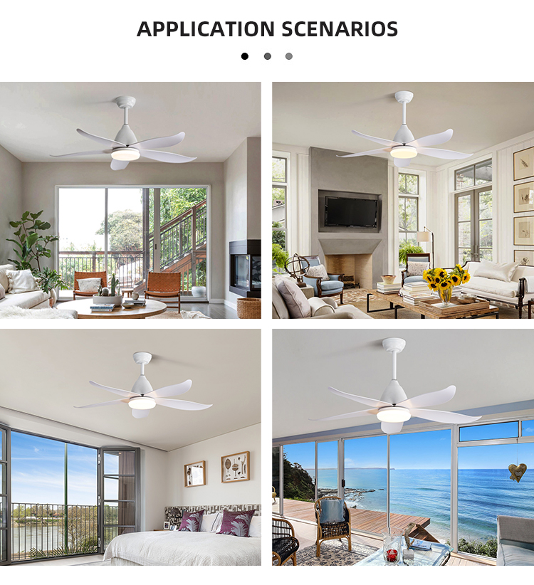 Fancy Iron 3000K 35W 5 ABS Blade Ceiling Fan Lamp Big Natural Style