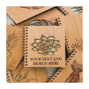 Customized Laser Engraving Wooden Cover Notebook Spiral Diary Planner