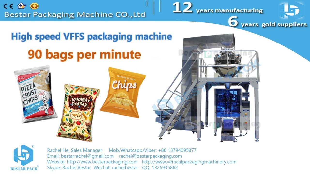 High Speed! How to pack snacks 90 bags per minute BSTV-450AZ
