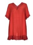 Summer Adult Plus Size Short Dresses V Neck With Lace Trims Design Size XS - XXL