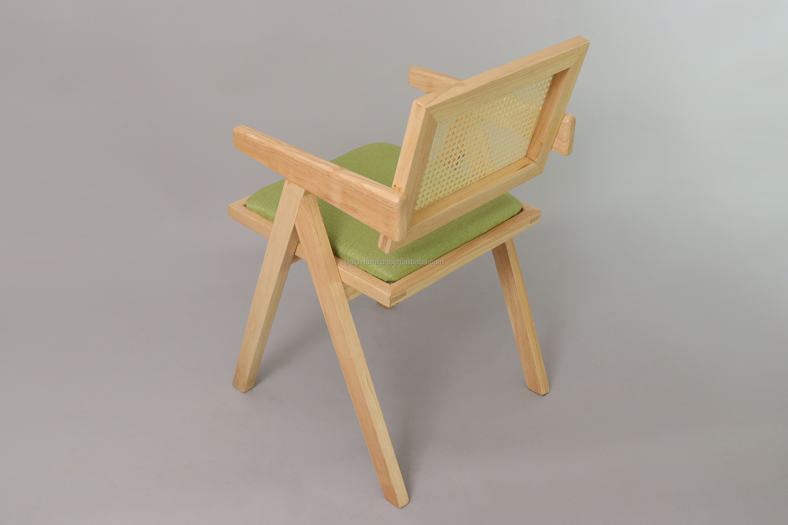 OEM Service W46*D47*H91CM Nordic Wooden Furniture Upholstered Rattan Backrest Solid Wood Dining Chairs for Hotel Restaurant