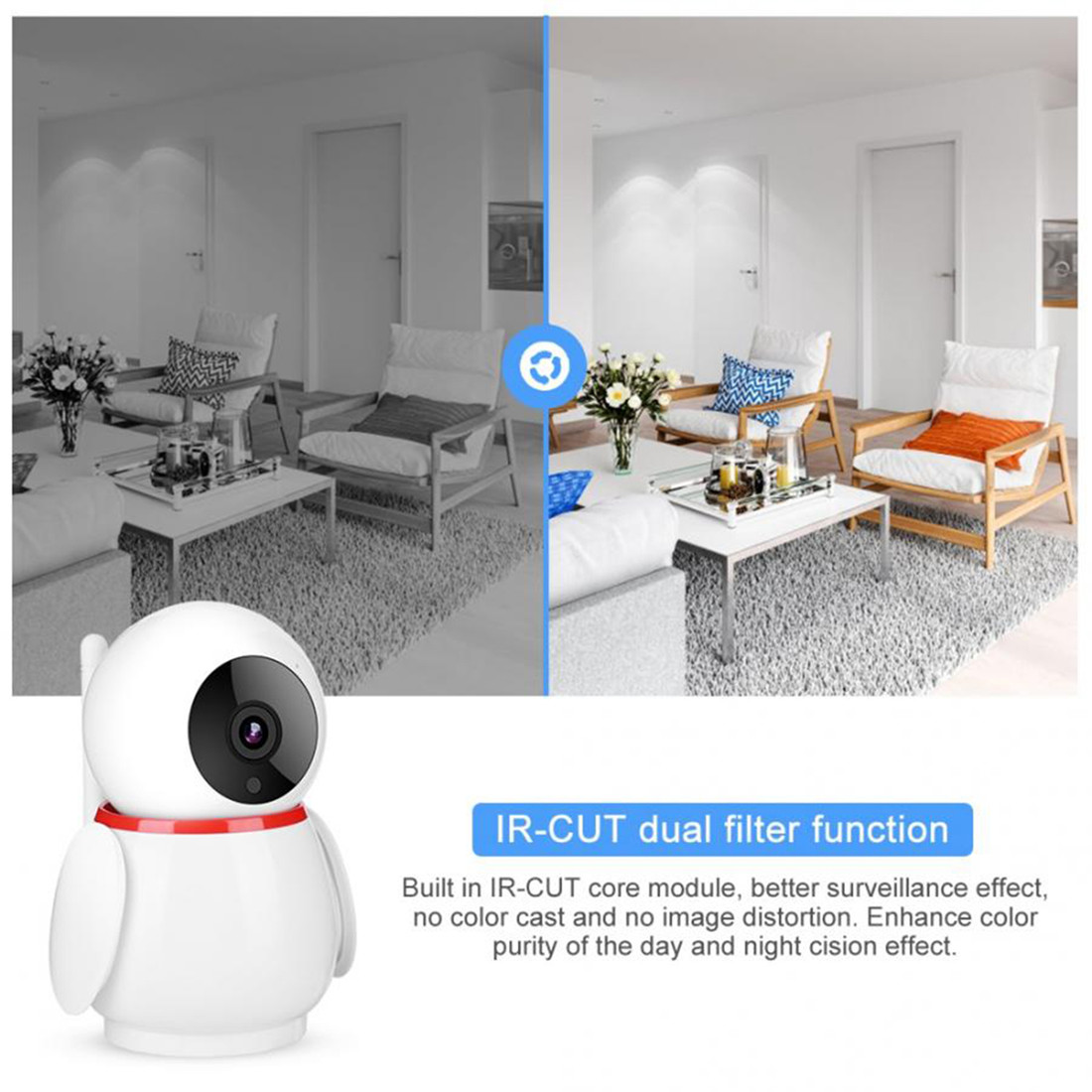 Smart Indoor P/T Camera with Lan Port Penguin Shape(TV-228ZD-2MP)