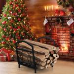 17"L X 13"W X 16"H Small Firewood Log Holder Outdoor Steel Wood Storage