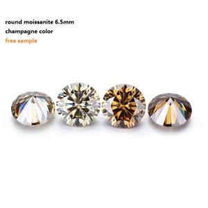 China Forever Brilliant Moissanite Diamond 1 Carat Round Diamond Cut Light Champagne Color factory