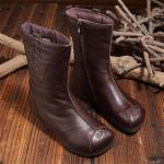 S027 Handmade original middle tube retro warm women's boots leather women's