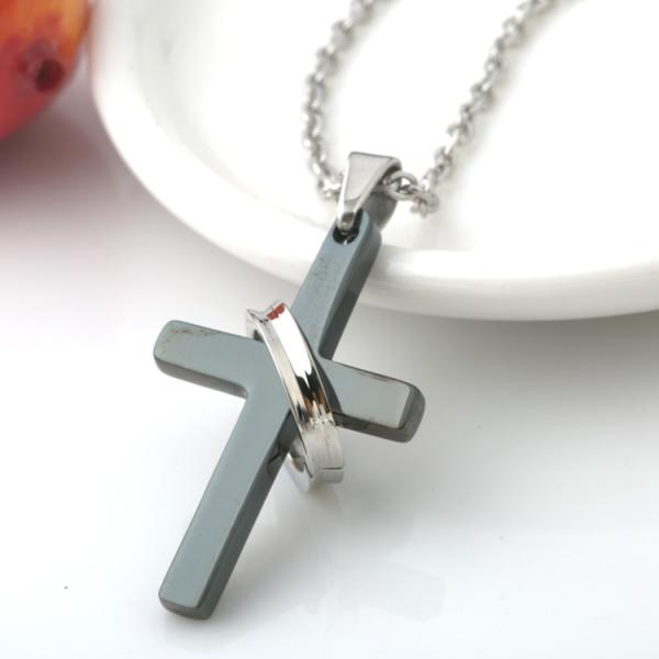 Stainless Steel Cross Pendant Jewelry Black Cross Pendant Necklace, Cross
