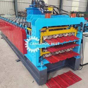 China Three Layer Steel Corrugated Trapezoidal Roofing Sheet Making Machines factory