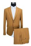 Two Buttons Business Men'S Slim Fit Tailored 2 Piece Suit Dark Beige All Season