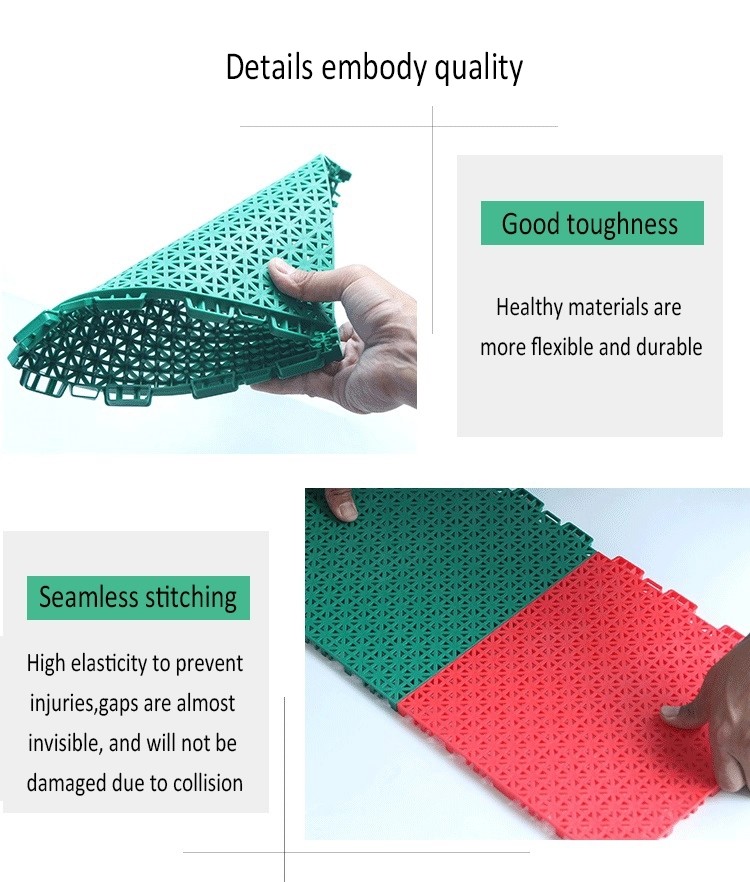 Polypropylene Interlocking Flooring Mats For Tennis Court Multicolor