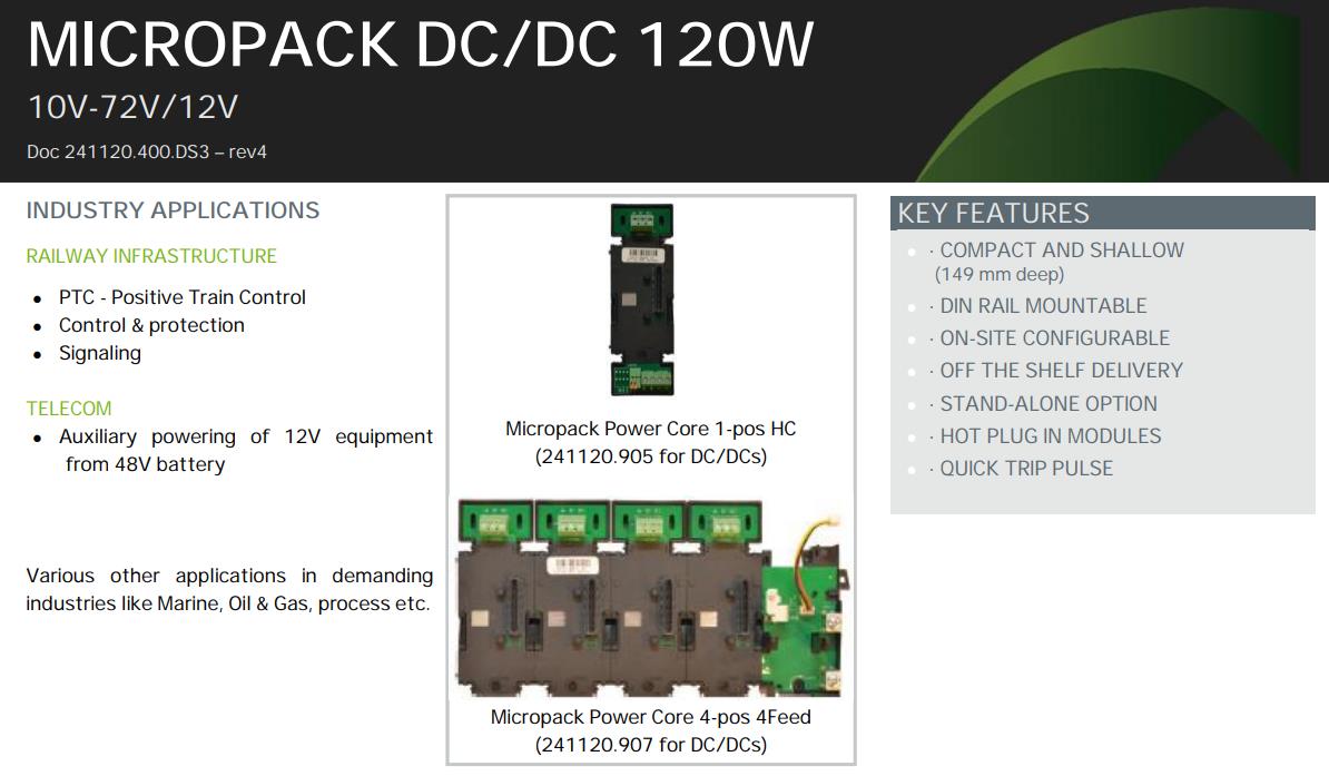 Eltek Micropack DC/DC 120W 10-72V/12V Converter P/N 241120.400 12 VDC Converters for Raiway Telecom