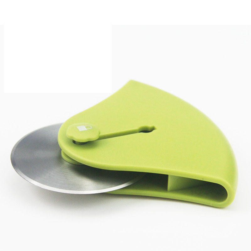 Food grade stainless steel pizza cutter kitchen home circular pie knife 11*12*3cm logo customized