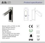 Recessed mounted any finish reading wall light 3W led wall lamp led reading