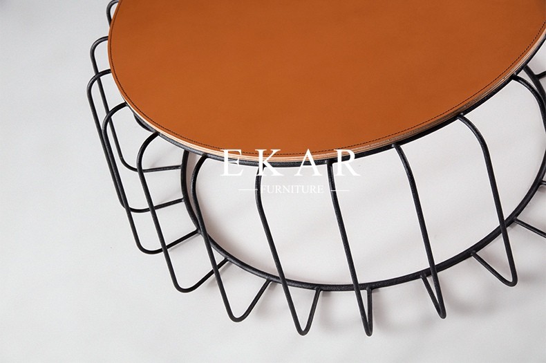 Living Room Modern Fashion Design Stainless Steel Frame Round Coffee Table