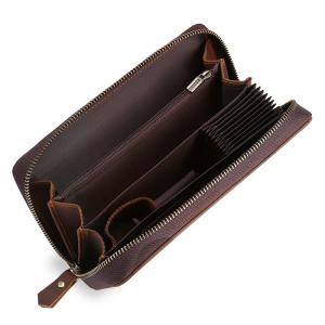 China Large Capacity Men's Clutch Bag Soft Genuine Cow Leather Zipper Wallet for Daily Life factory