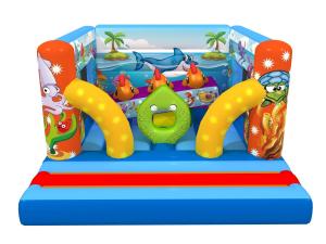 China Ocean Themed Kids Inflatable Bounce House Sea World Painting With Interesting Obstacles Inside factory