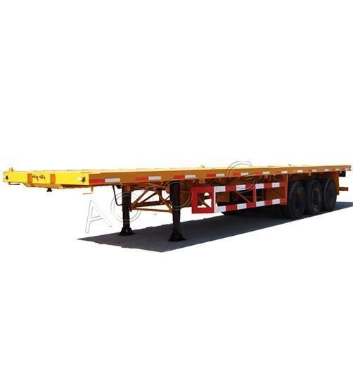 Container Twist Locks Flatbed Semi Trailer with 160mm Cross Beam and 12R22.5