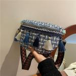 Tassel Decor Adjustable Strap Waist Bags Plaid Pattern Waterproof Cycling Bum