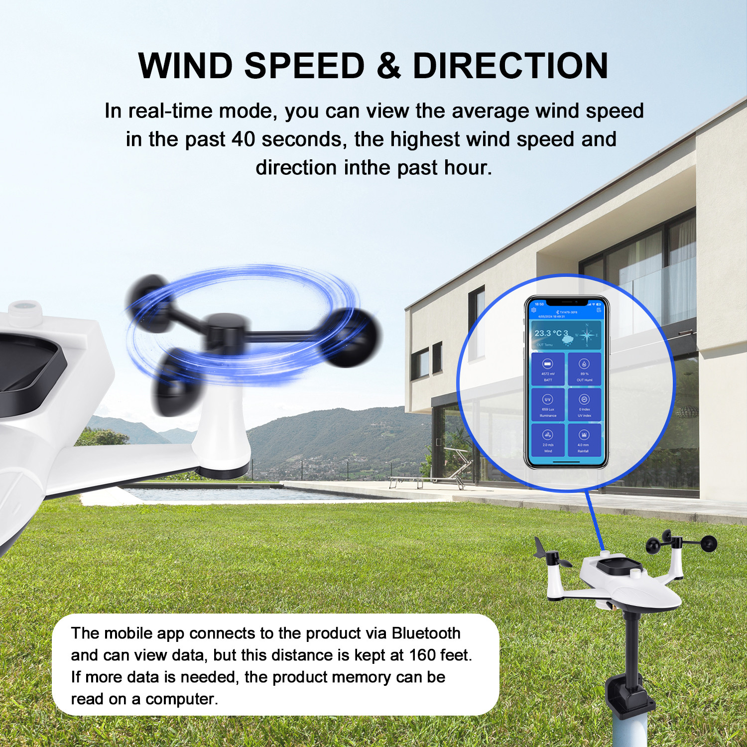 Wireless Solar Powered Weather Station With Outdoor Sensor
