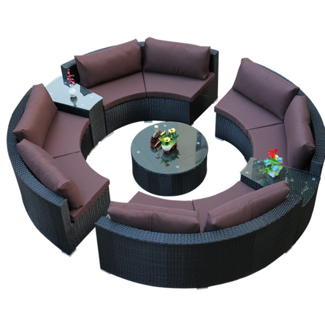 Outdoor Leisure Courtyard Villa Garden Outdoor Arc-Shaped Combination Of Aluminum Alloy Waterproof And Sunscreen Rattan