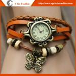 Butterfly Pendant Watches Unisex Watch Long Leather Strap Watch Quartz Analog