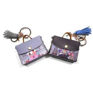China 6.5x6cm Size OEM / ODM Lightweight Mini Leather Coin Purse Keychain For Iphone factory