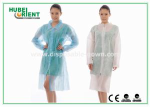 China Protective Clothing PP Disposable Lab Gowns For Women , Disposable Coveralls With Zip factory