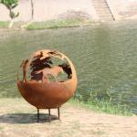 Customized 800mm Corten Steel Fire Pit Outdoor Bowl Rustic Red Or Sphere