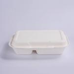 Disposable Take Away Food Packaging Clamshells 9 X 6In 2 Compartment Lunch Box
