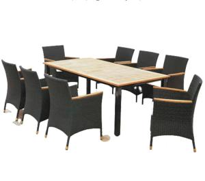 China 7pcs outdoor Rattan furniture pool side furniture rectangle wooden garden tables with 6 plastic dining chairs---8300 factory
