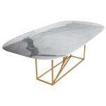 Oval Metal Legs Marble Pedestal Table