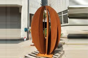 China Corten Landscape Outdoor Steel Sculpture Garden Decor Rusty Naturally Finish factory