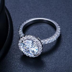 China 925 Sterling Silver Princess Ring Round Sparkling Ring Love Heart CZ Rings for Women Engagement Jewelry Anniversary factory