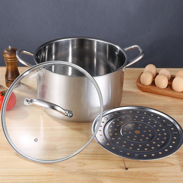 Wholesale TOP Seller Kitchen Silver 3 PCS Soup Pots Big Steamer Pot Deep